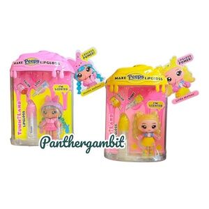 NEW 2 PEEPS X YUMMILAND Easter Scented Dolls MADDIE & GOLDIE MALLOWS Lipgloss